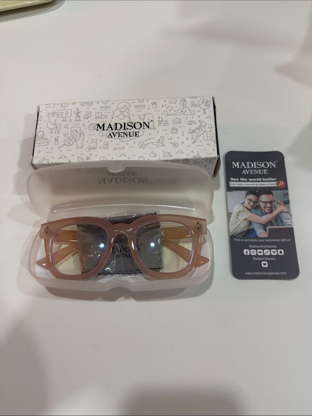 Madison Avenue Pink Blue Blocking Glasses